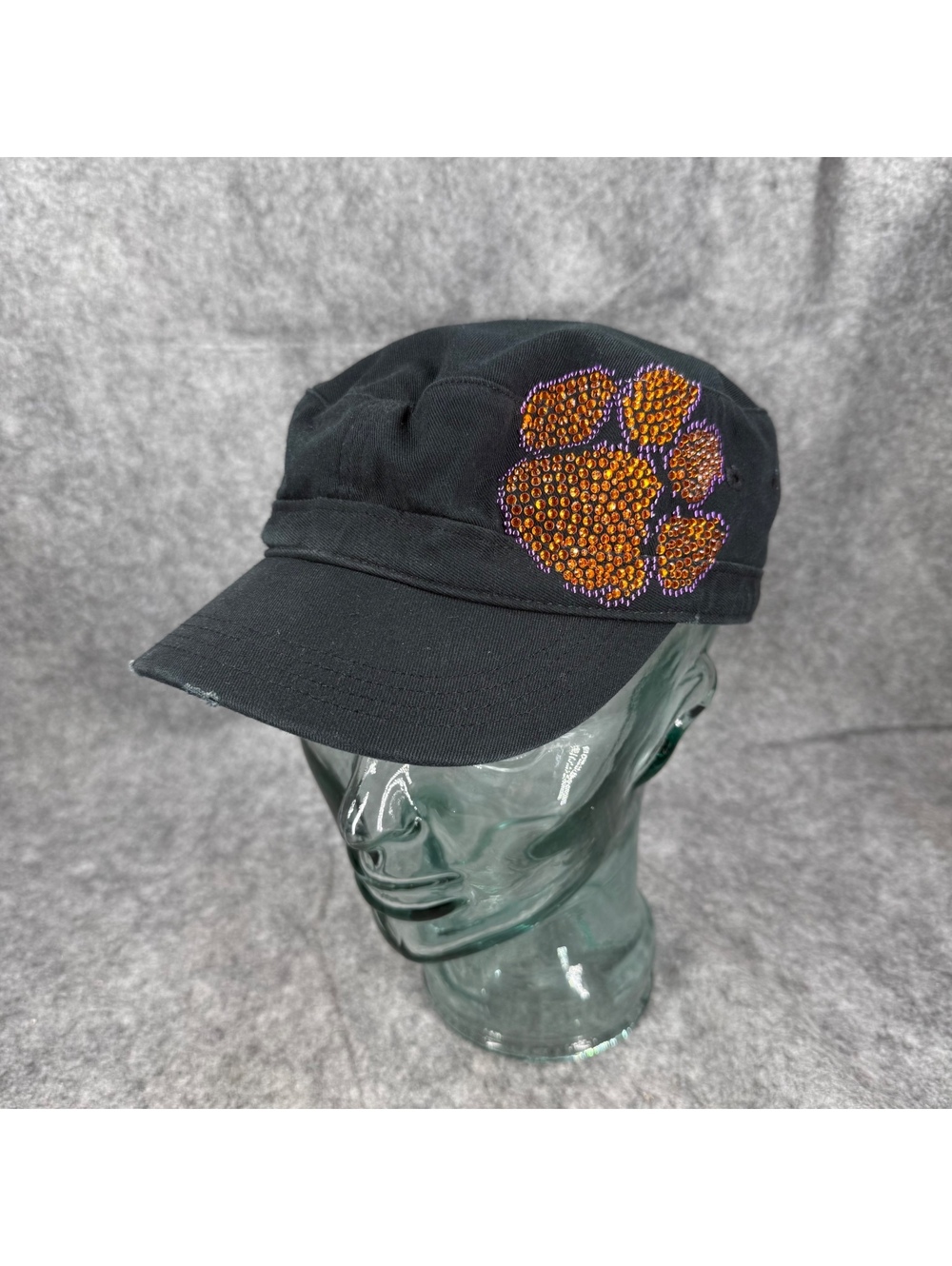 Clemson Tigers Distressed Adjustable Size Cap Hat Black Orange Purple Sequin 395